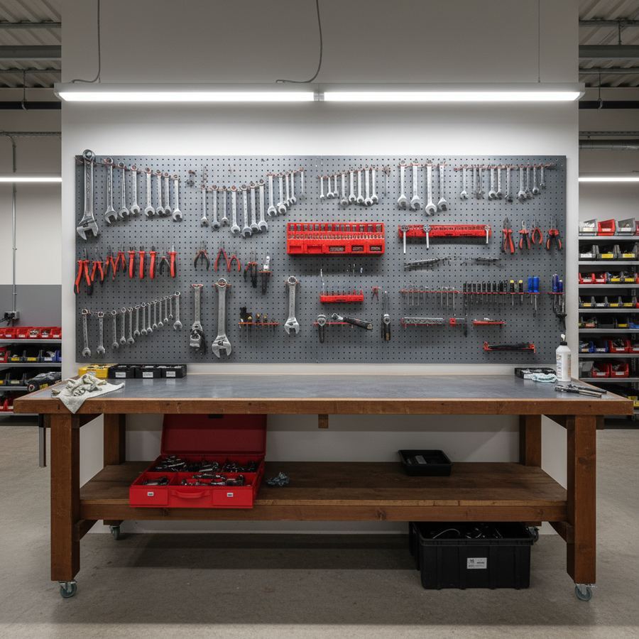 Mechanic's hands holding a wrench over an engine bay