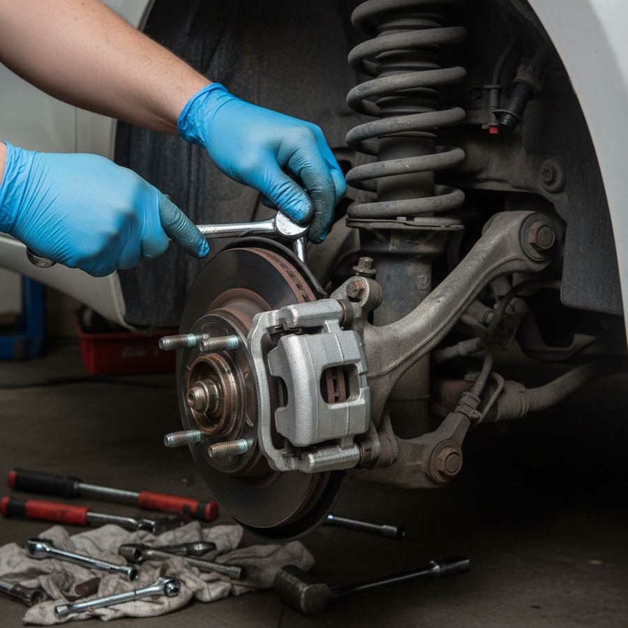 Close-up of a worn wheel bearing assembly removed from a vehicle hub