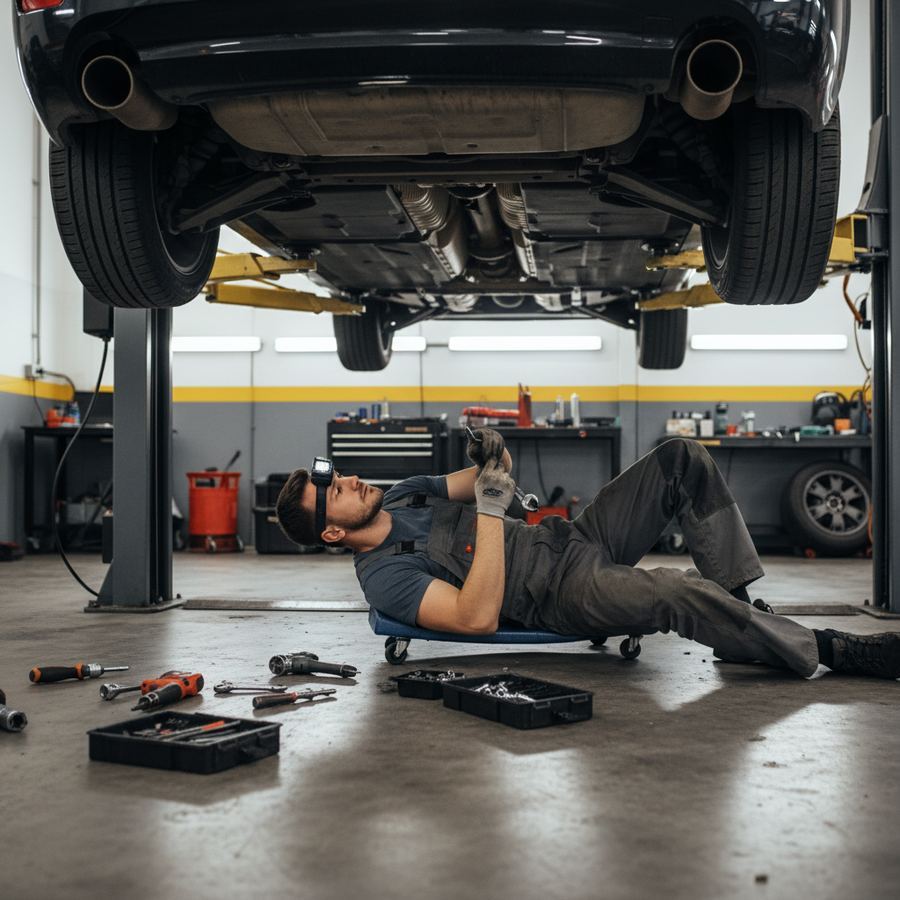 Brake rotor and caliper during a repair job